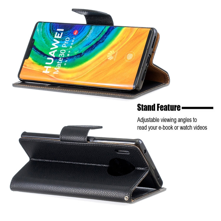 For Huawei Mate 30 Pro Litchi Texture Pure Color Horizontal Flip PU Leather Case with Holder & Card Slots & Wallet & Lanyard