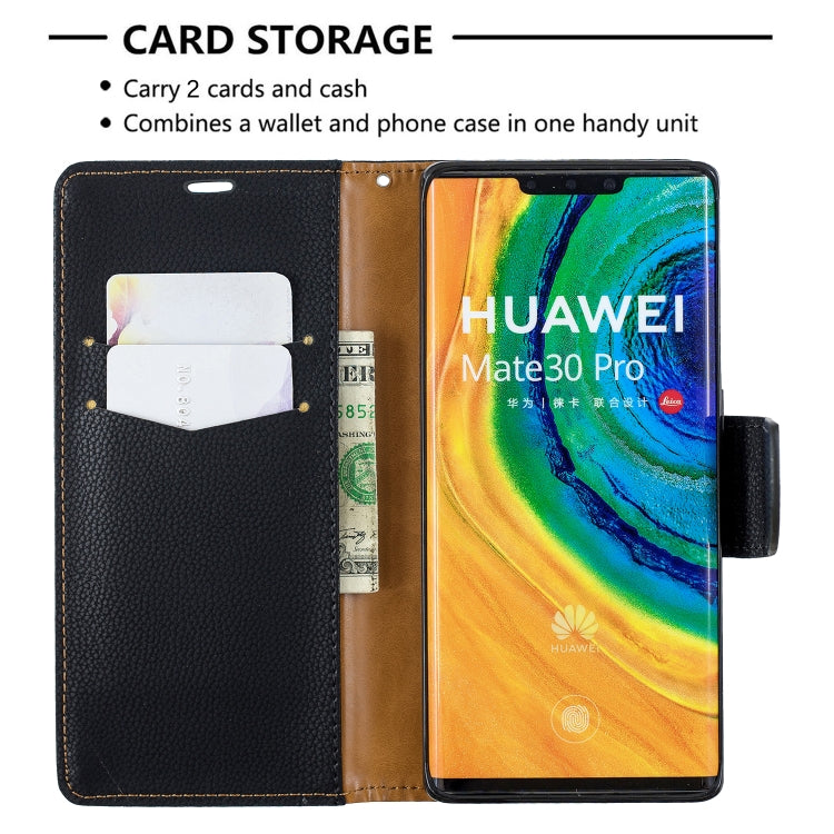 For Huawei Mate 30 Pro Litchi Texture Pure Color Horizontal Flip PU Leather Case with Holder & Card Slots & Wallet & Lanyard