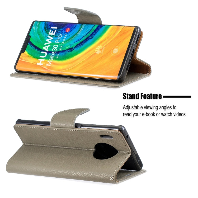 For Huawei Mate 30 Pro Litchi Texture Pure Color Horizontal Flip PU Leather Case with Holder & Card Slots & Wallet & Lanyard