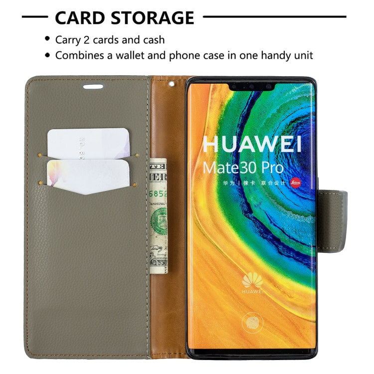 For Huawei Mate 30 Pro Litchi Texture Pure Color Horizontal Flip PU Leather Case with Holder & Card Slots & Wallet & Lanyard