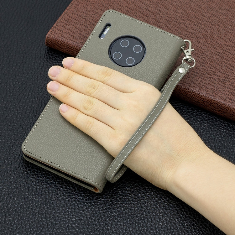 For Huawei Mate 30 Pro Litchi Texture Pure Color Horizontal Flip PU Leather Case with Holder & Card Slots & Wallet & Lanyard
