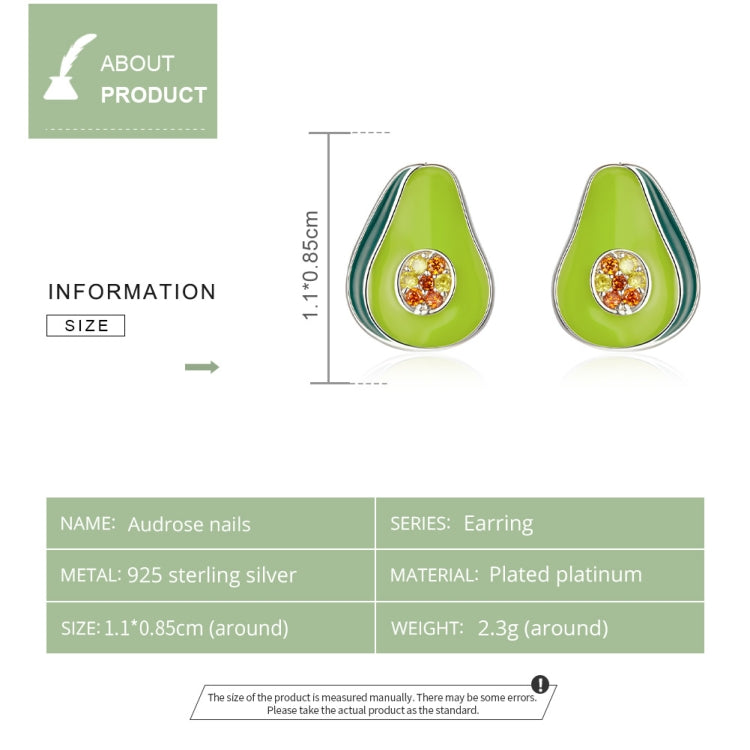 S925 Sterling Silver Avocado Women Earrings
