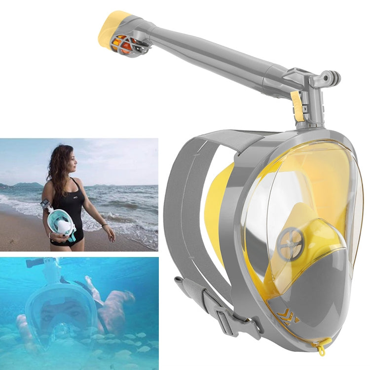 360 Degree Rotation Long Snorkel Anti-vertigo Anti-fog Large View Full Dry Diving Nask, Size: S / M