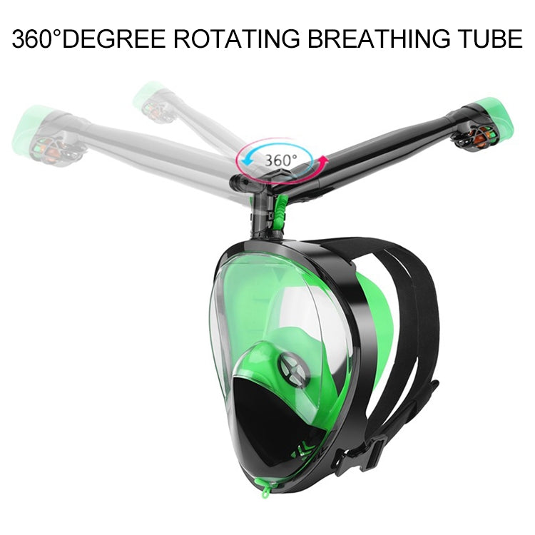 360 Degree Rotation Long Snorkel Anti-vertigo Anti-fog Large View Full Dry Diving Nask, Size: S / M