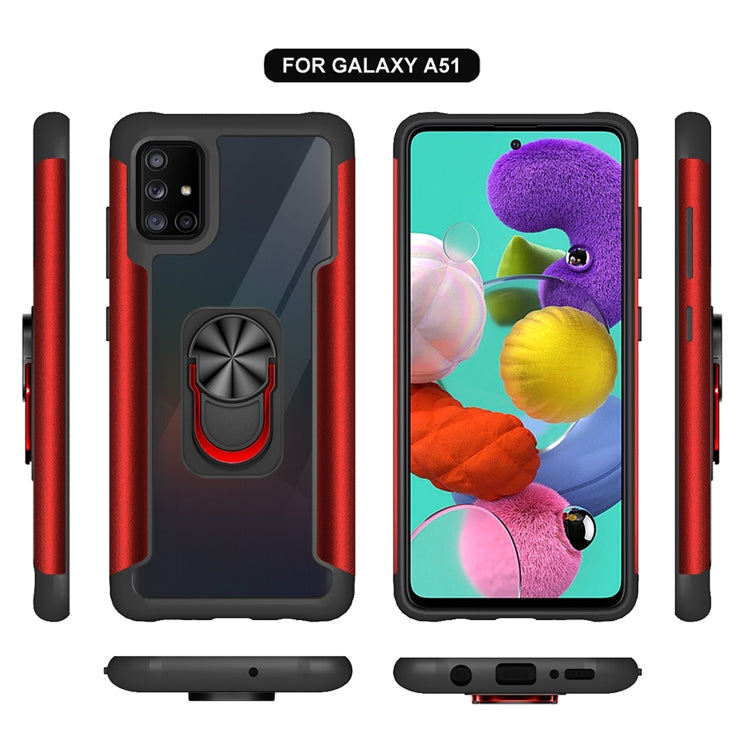 For Samsung Galaxy A51 PC +TPU + Metal Shockproof Protective Case with Ring Holder