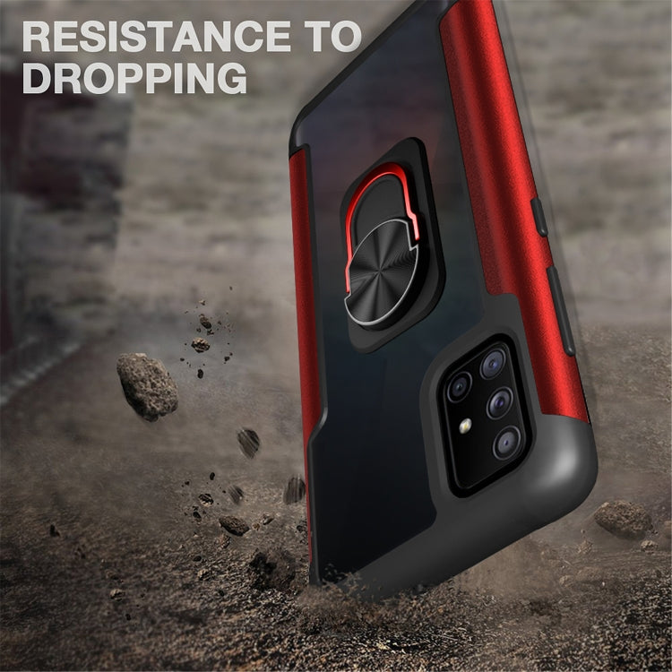 For Samsung Galaxy A51 PC +TPU + Metal Shockproof Protective Case with Ring Holder