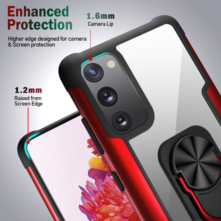 For Samsung Galaxy S20 FE PC +TPU + Metal Shockproof Protective Case with Ring Holder