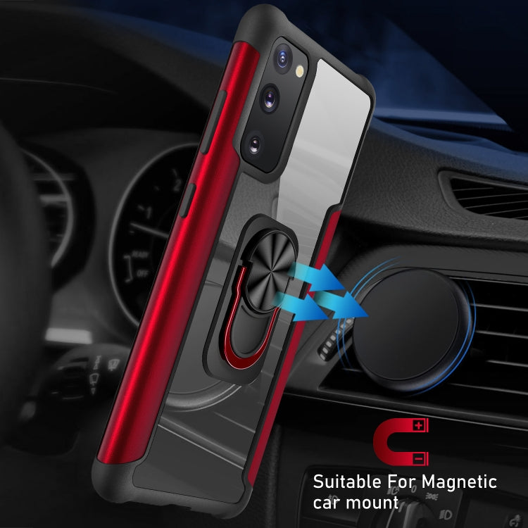 For Samsung Galaxy S20 FE PC +TPU + Metal Shockproof Protective Case with Ring Holder