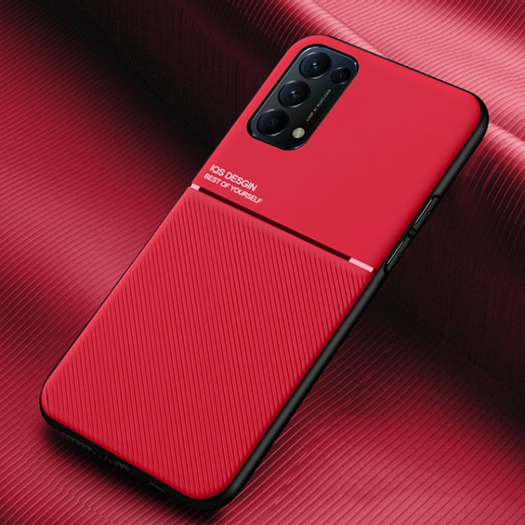 For OPPO Reno5 5G Classic Tilt Strip Grain Magnetic Shockproof PC + TPU Case