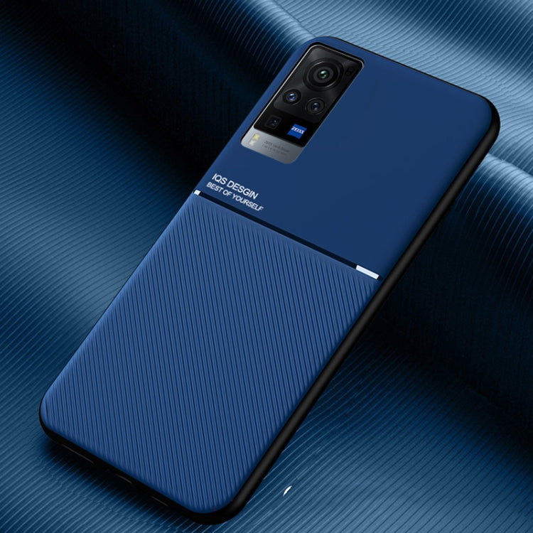 For vivo X60 Pro 5G Classic Tilt Strip Grain Magnetic Shockproof PC + TPU Case