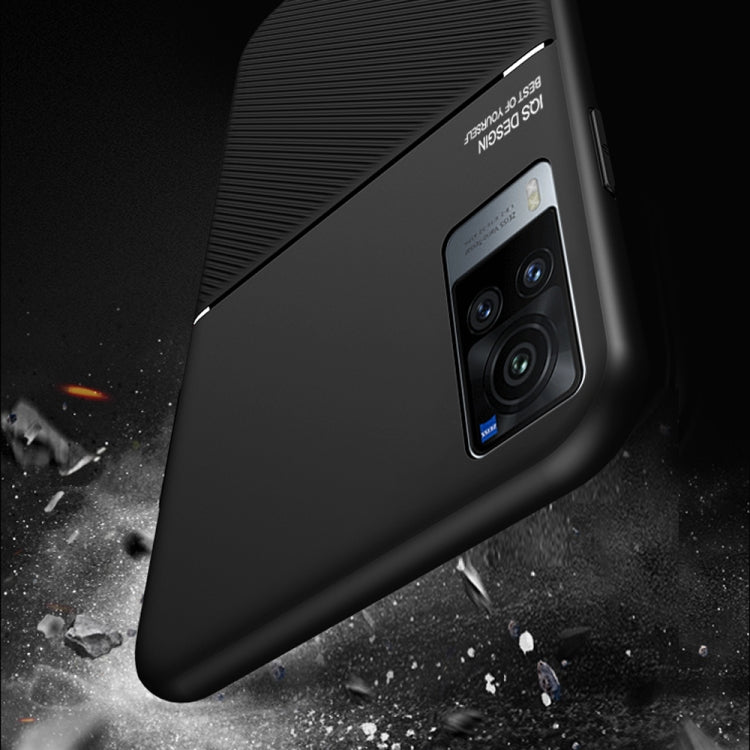 For vivo X60 Pro 5G Classic Tilt Strip Grain Magnetic Shockproof PC + TPU Case