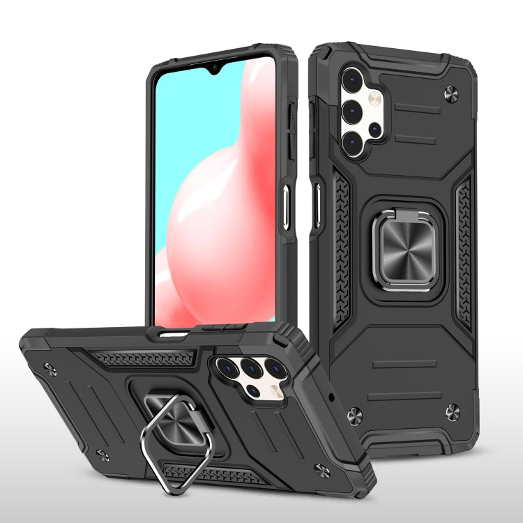 For Samsung Galaxy A32 5G Magnetic Armor Shockproof TPU + PC Case with Metal Ring Holder