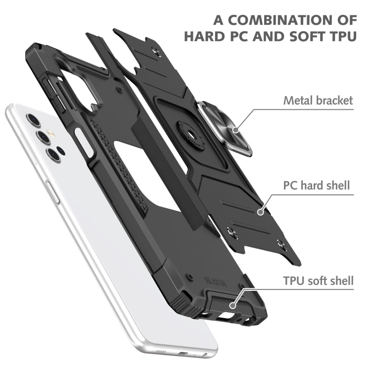 For Samsung Galaxy A32 5G Magnetic Armor Shockproof TPU + PC Case with Metal Ring Holder