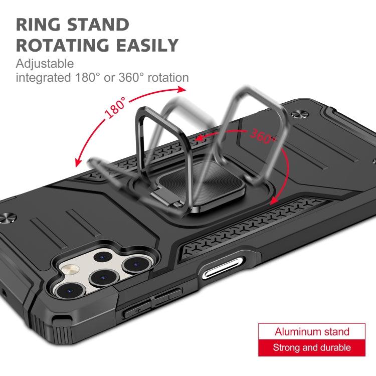 For Samsung Galaxy A32 5G Magnetic Armor Shockproof TPU + PC Case with Metal Ring Holder