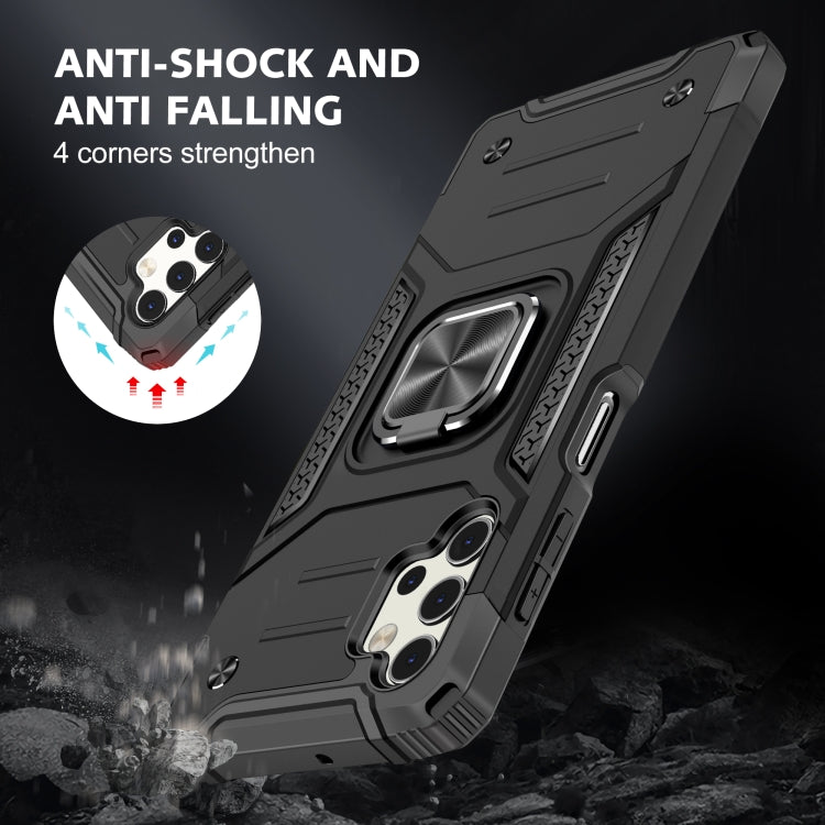 For Samsung Galaxy A32 5G Magnetic Armor Shockproof TPU + PC Case with Metal Ring Holder