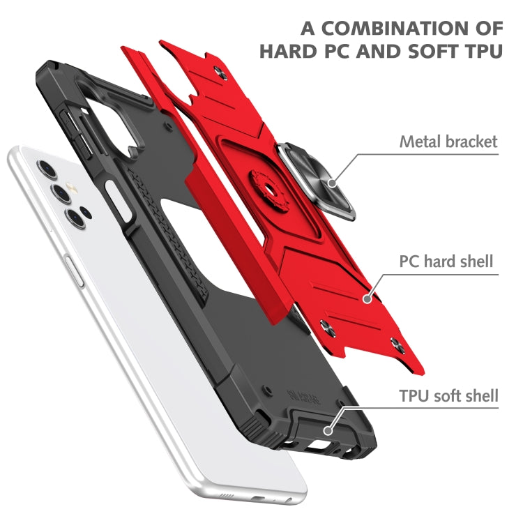For Samsung Galaxy A32 5G Magnetic Armor Shockproof TPU + PC Case with Metal Ring Holder
