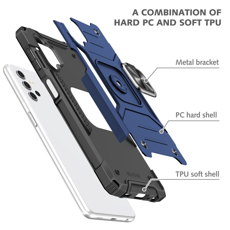 For Samsung Galaxy A32 5G Magnetic Armor Shockproof TPU + PC Case with Metal Ring Holder