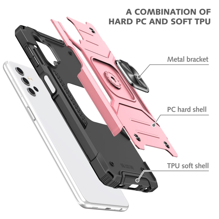 For Samsung Galaxy A32 5G Magnetic Armor Shockproof TPU + PC Case with Metal Ring Holder
