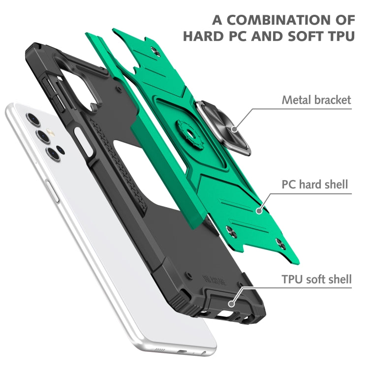 For Samsung Galaxy A32 5G Magnetic Armor Shockproof TPU + PC Case with Metal Ring Holder