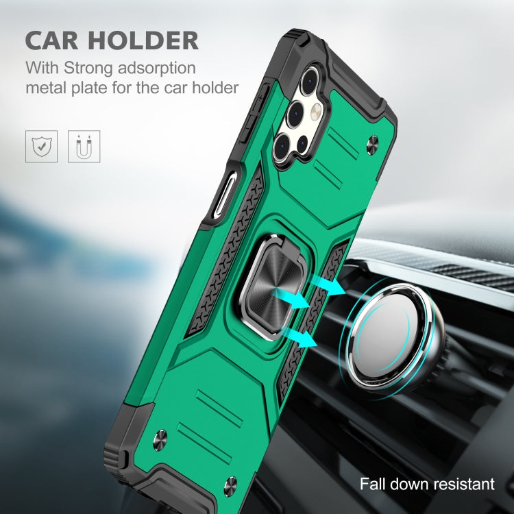 For Samsung Galaxy A32 5G Magnetic Armor Shockproof TPU + PC Case with Metal Ring Holder