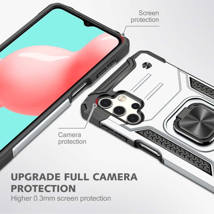 For Samsung Galaxy A32 5G Magnetic Armor Shockproof TPU + PC Case with Metal Ring Holder