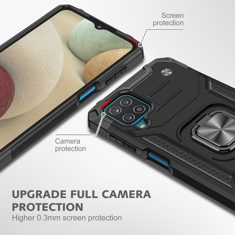 For Samsung Galaxy A12 Magnetic Armor Shockproof TPU + PC Case with Metal Ring Holder