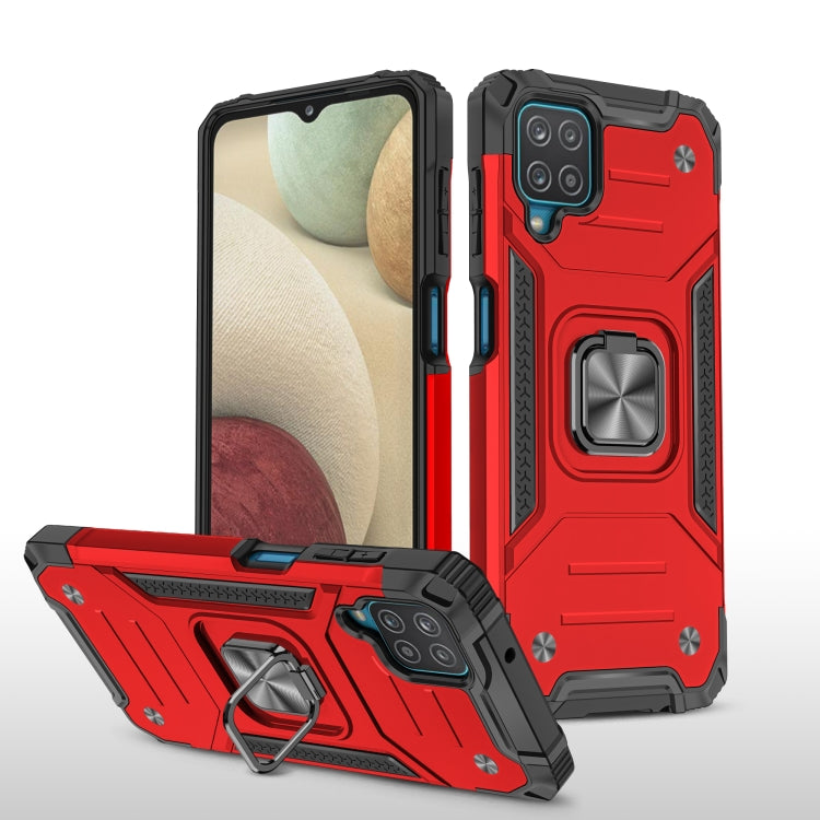 For Samsung Galaxy A12 Magnetic Armor Shockproof TPU + PC Case with Metal Ring Holder