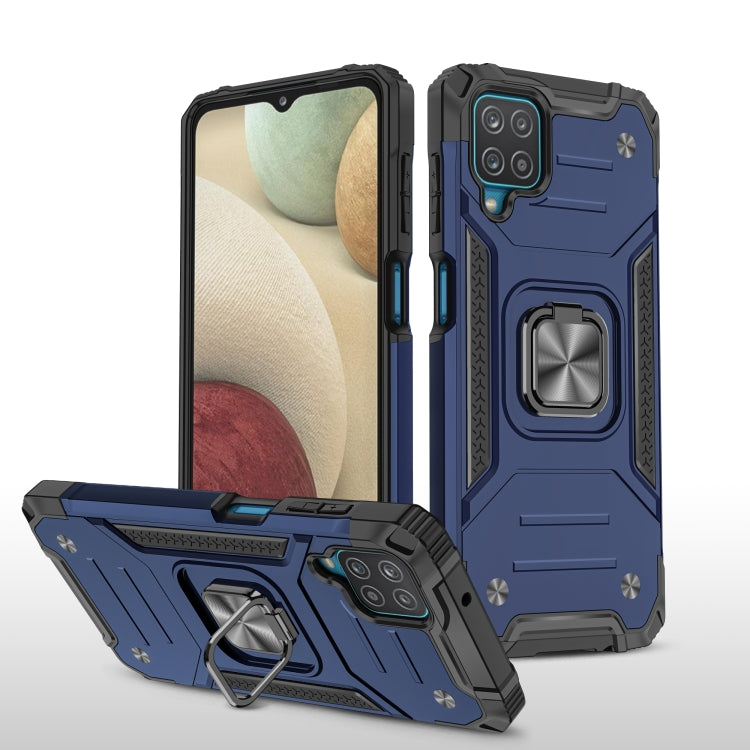 For Samsung Galaxy A12 Magnetic Armor Shockproof TPU + PC Case with Metal Ring Holder