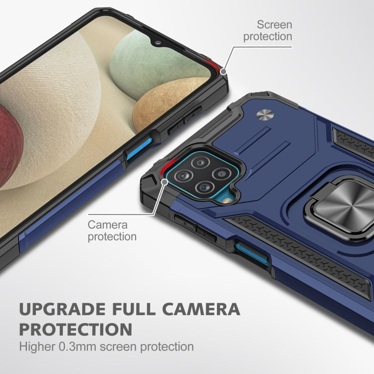 For Samsung Galaxy A12 Magnetic Armor Shockproof TPU + PC Case with Metal Ring Holder