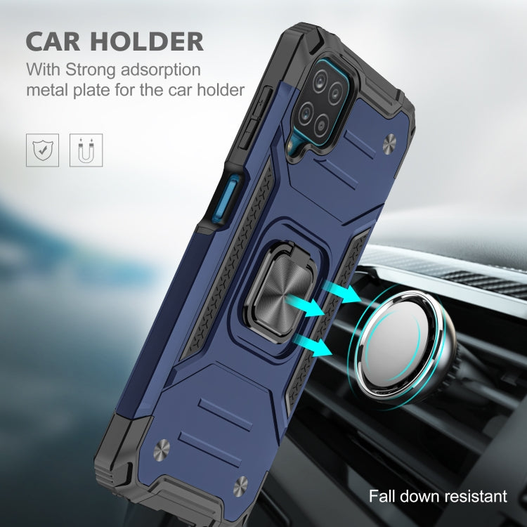 For Samsung Galaxy A12 Magnetic Armor Shockproof TPU + PC Case with Metal Ring Holder