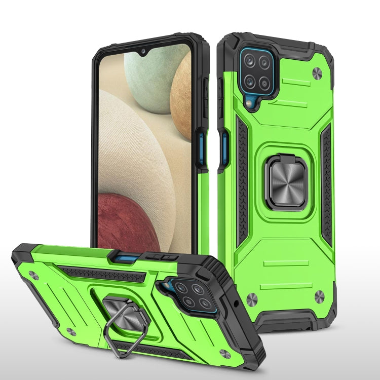 For Samsung Galaxy A12 Magnetic Armor Shockproof TPU + PC Case with Metal Ring Holder