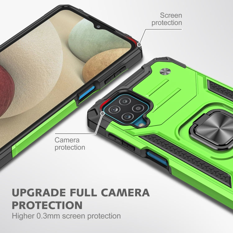 For Samsung Galaxy A12 Magnetic Armor Shockproof TPU + PC Case with Metal Ring Holder