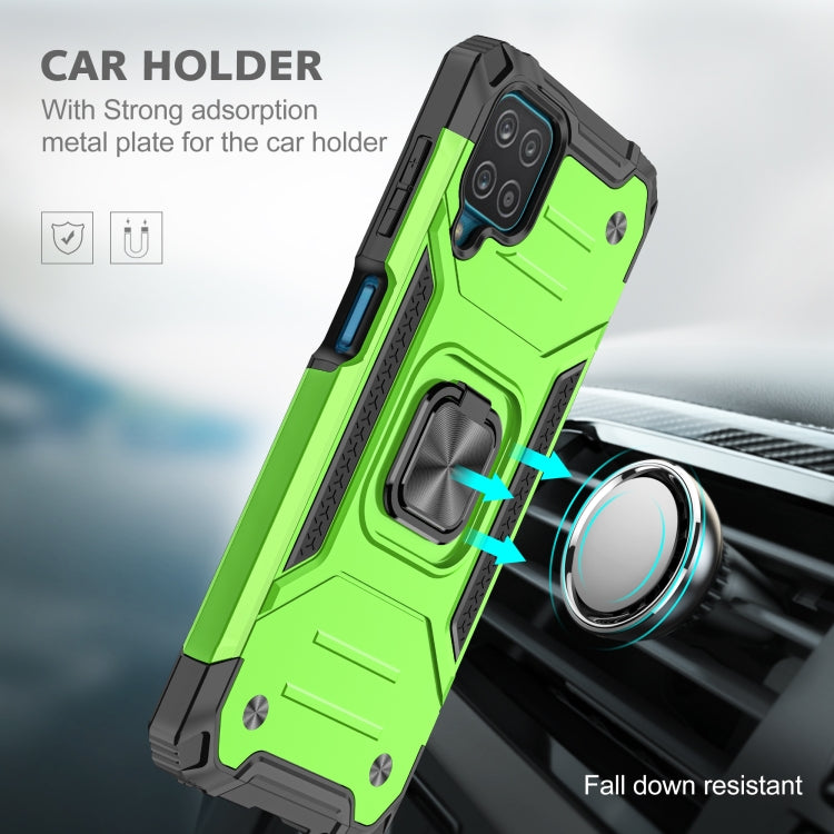 For Samsung Galaxy A12 Magnetic Armor Shockproof TPU + PC Case with Metal Ring Holder