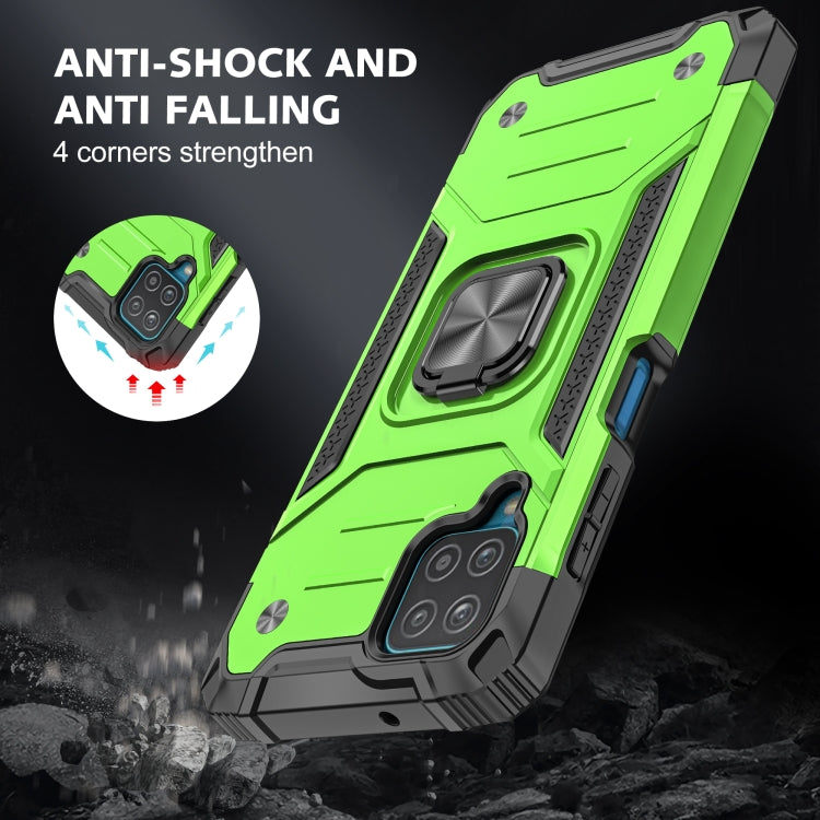For Samsung Galaxy A12 Magnetic Armor Shockproof TPU + PC Case with Metal Ring Holder