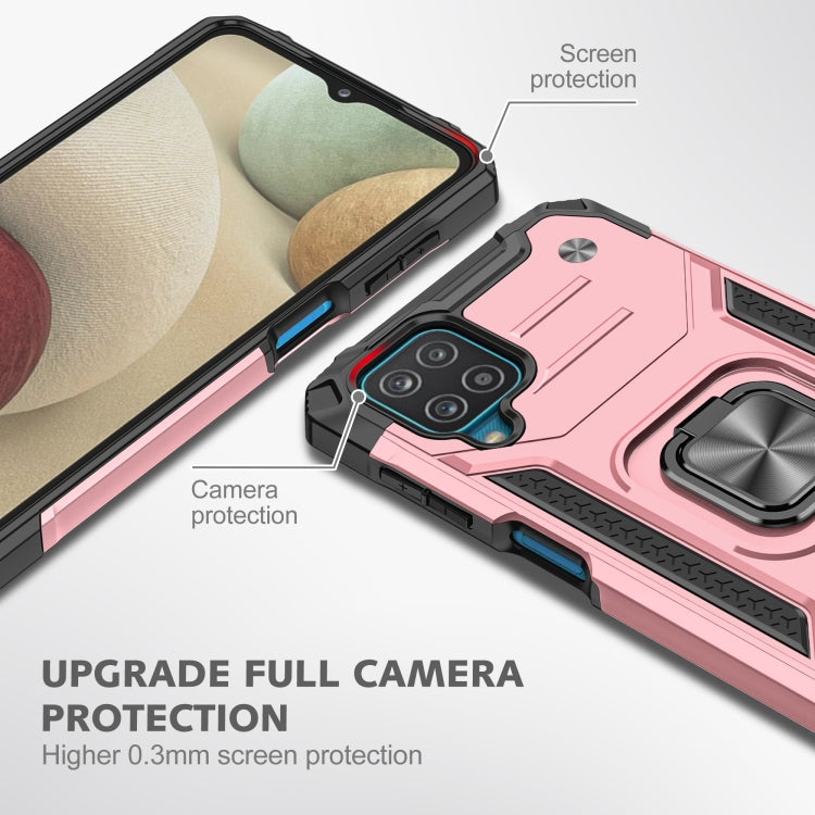 For Samsung Galaxy A12 Magnetic Armor Shockproof TPU + PC Case with Metal Ring Holder