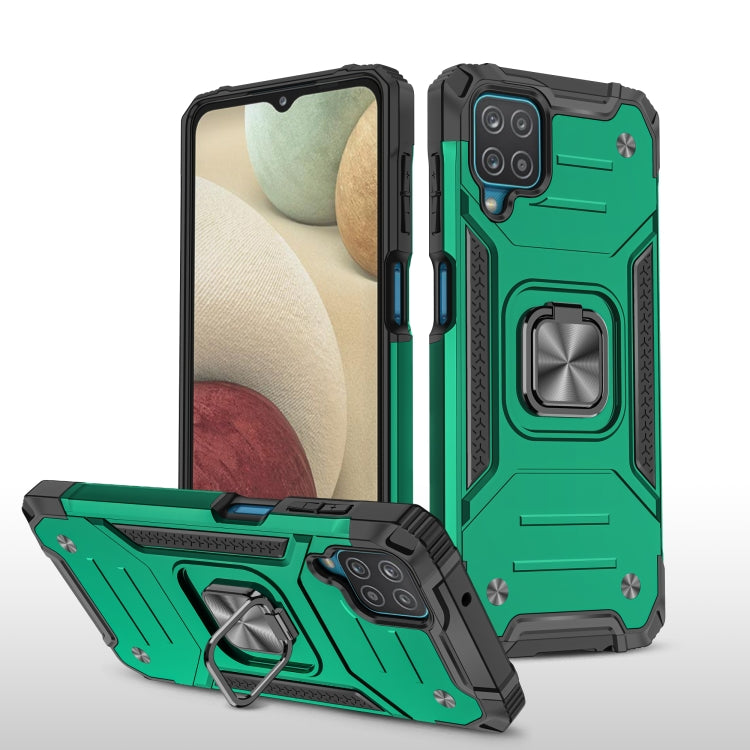 For Samsung Galaxy A12 Magnetic Armor Shockproof TPU + PC Case with Metal Ring Holder