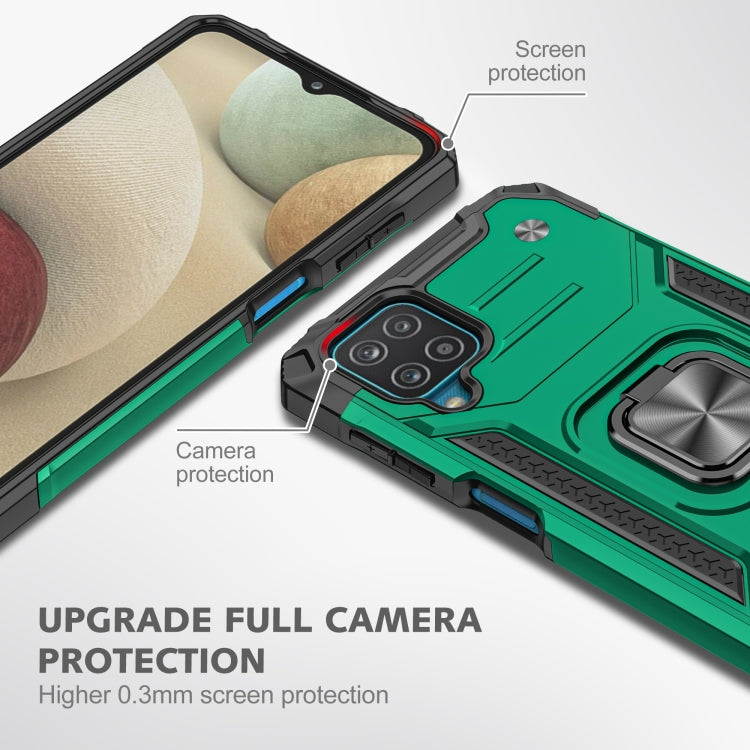 For Samsung Galaxy A12 Magnetic Armor Shockproof TPU + PC Case with Metal Ring Holder
