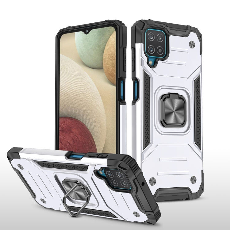 For Samsung Galaxy A12 Magnetic Armor Shockproof TPU + PC Case with Metal Ring Holder