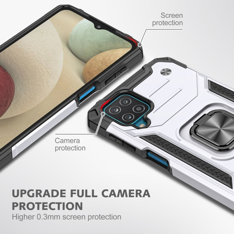 For Samsung Galaxy A12 Magnetic Armor Shockproof TPU + PC Case with Metal Ring Holder