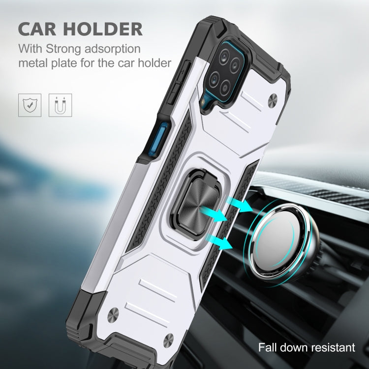 For Samsung Galaxy A12 Magnetic Armor Shockproof TPU + PC Case with Metal Ring Holder