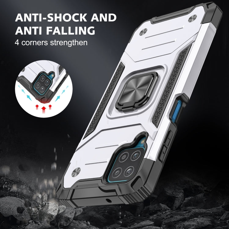 For Samsung Galaxy A12 Magnetic Armor Shockproof TPU + PC Case with Metal Ring Holder
