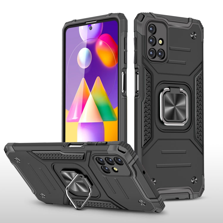For Samsung Galaxy M31s Magnetic Armor Shockproof TPU + PC Case with Metal Ring Holder