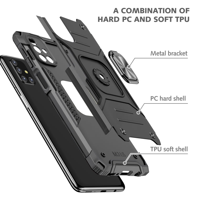For Samsung Galaxy M31s Magnetic Armor Shockproof TPU + PC Case with Metal Ring Holder