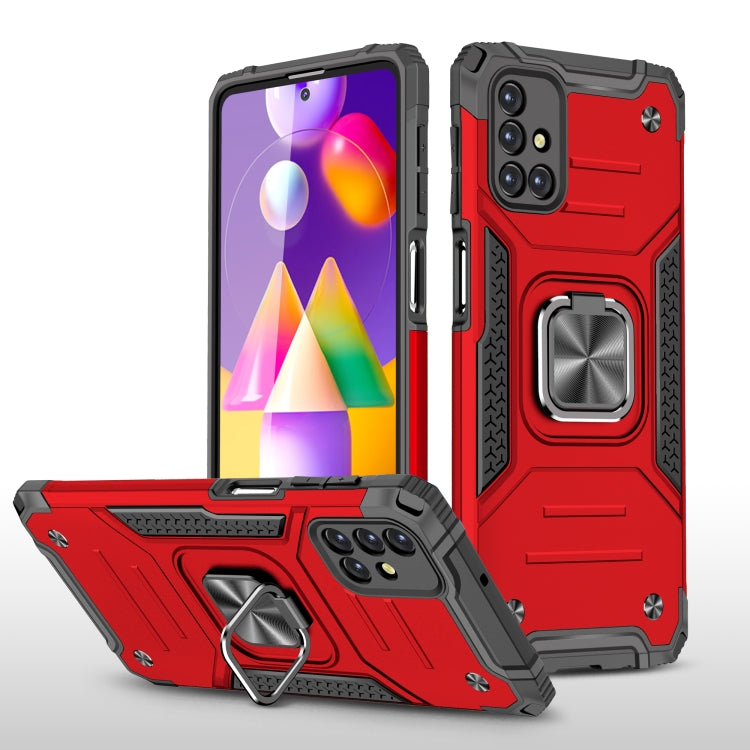 For Samsung Galaxy M31s Magnetic Armor Shockproof TPU + PC Case with Metal Ring Holder
