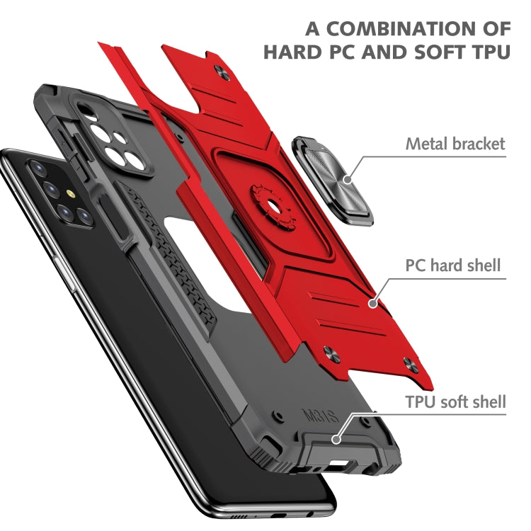 For Samsung Galaxy M31s Magnetic Armor Shockproof TPU + PC Case with Metal Ring Holder