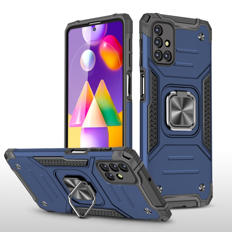 For Samsung Galaxy M31s Magnetic Armor Shockproof TPU + PC Case with Metal Ring Holder