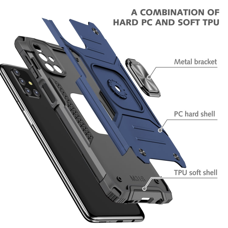 For Samsung Galaxy M31s Magnetic Armor Shockproof TPU + PC Case with Metal Ring Holder