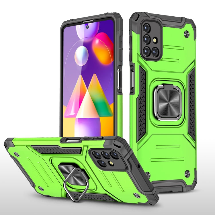 For Samsung Galaxy M31s Magnetic Armor Shockproof TPU + PC Case with Metal Ring Holder