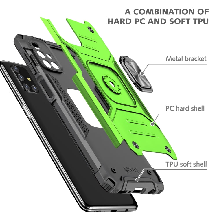 For Samsung Galaxy M31s Magnetic Armor Shockproof TPU + PC Case with Metal Ring Holder