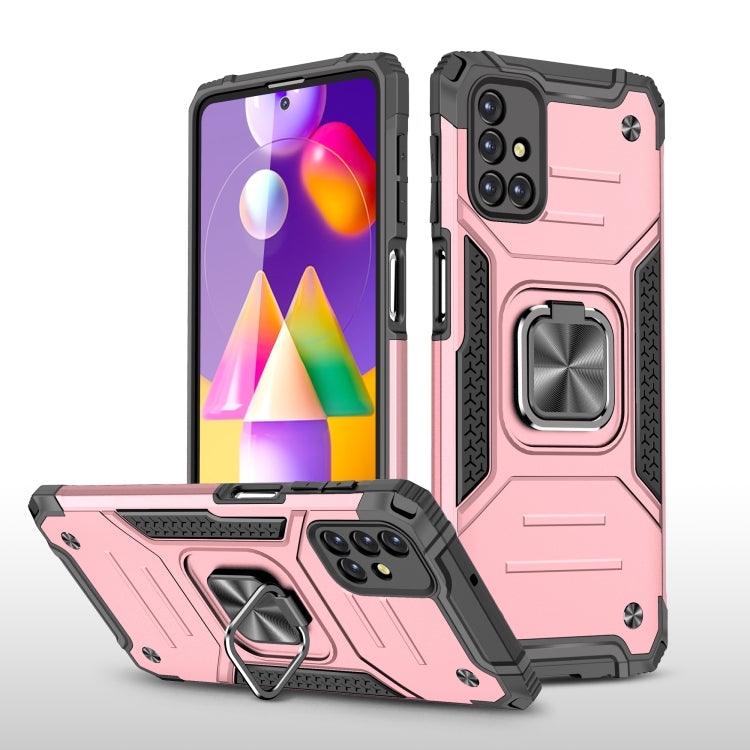 For Samsung Galaxy M31s Magnetic Armor Shockproof TPU + PC Case with Metal Ring Holder